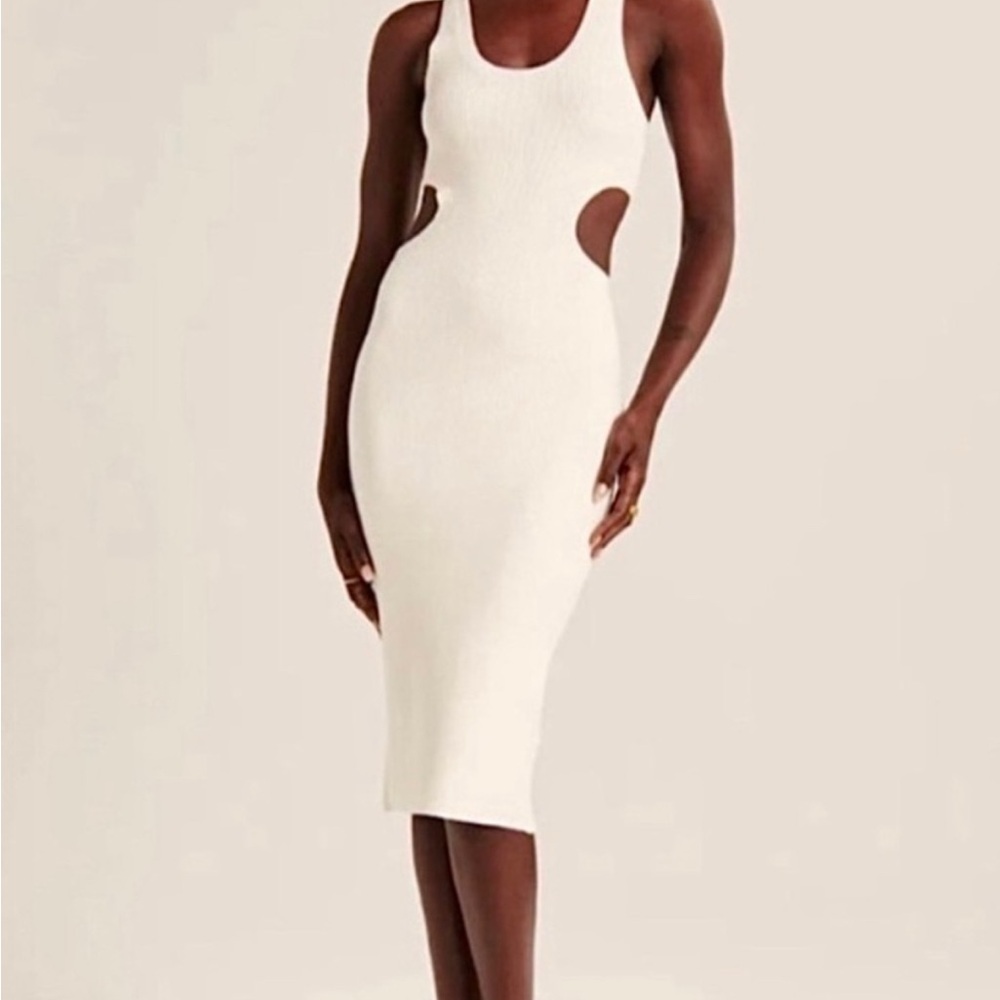 Abercrombie & Fitch White Midi Dress with Cut-Outs (NWT)